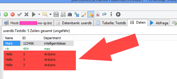 SQL Datenlogger HeidiSQL View